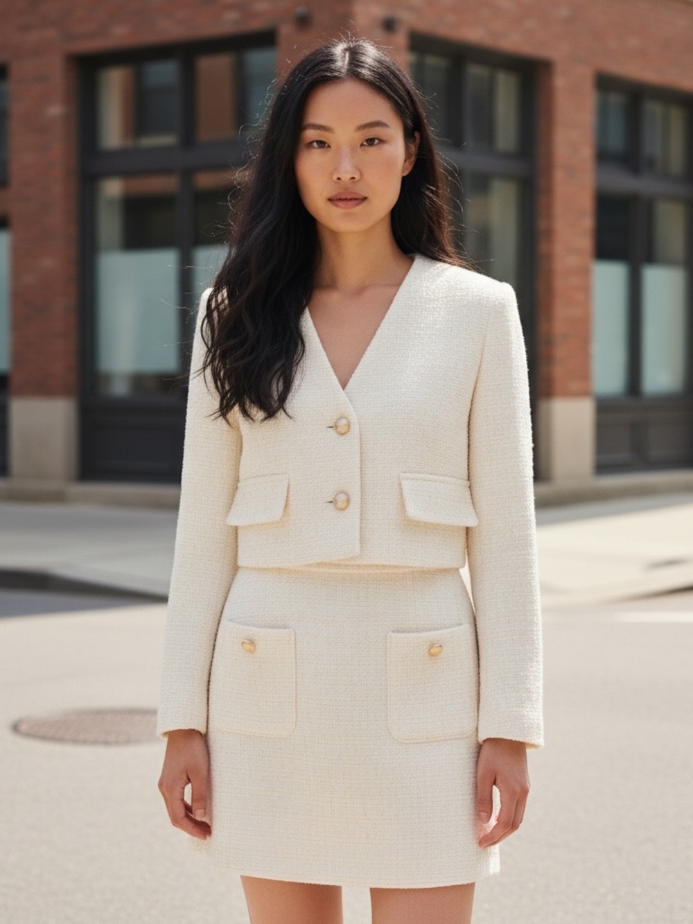 Cropped Tweed Jacket & Skirt Size M